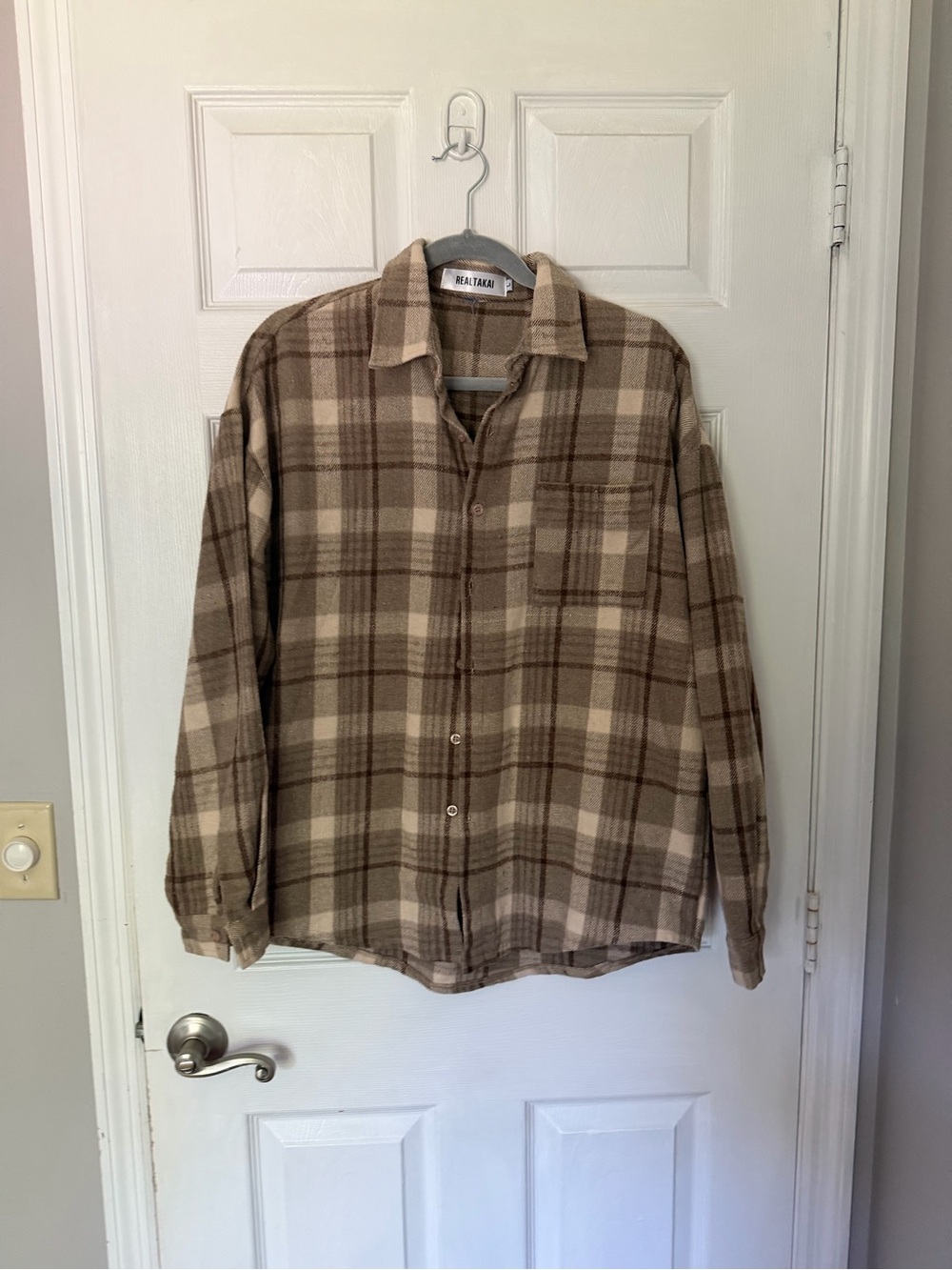 Men’s brown and beige flannel